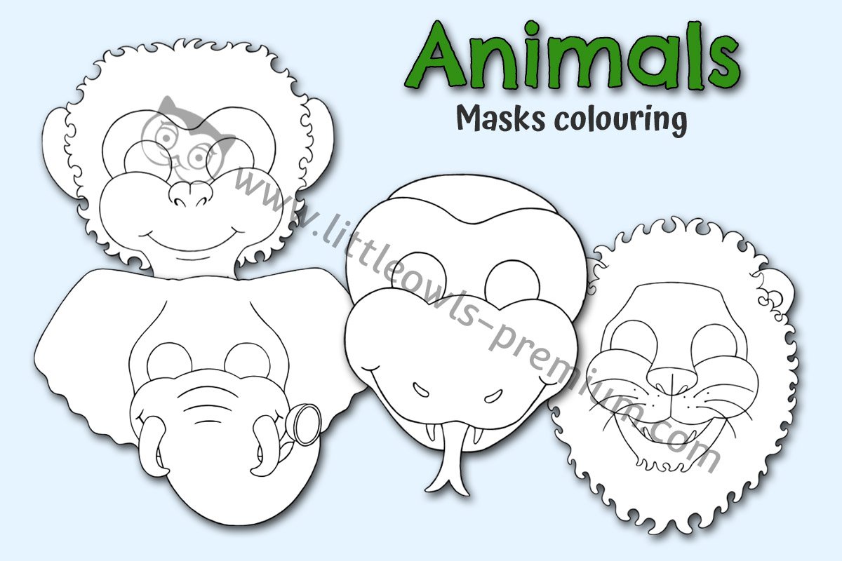 ZOO ANIMAL MASKS - COLOURING