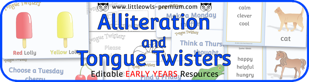 Printable Alliteration and Tongue Twister - Early  Years/EYFS/Preschool/Pre-K Resources/Printables — Little Owls : Premium -  'A Little Owls Resources' website