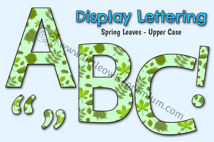 Spring Leaves Display Lettering — Upper Case — resource cover