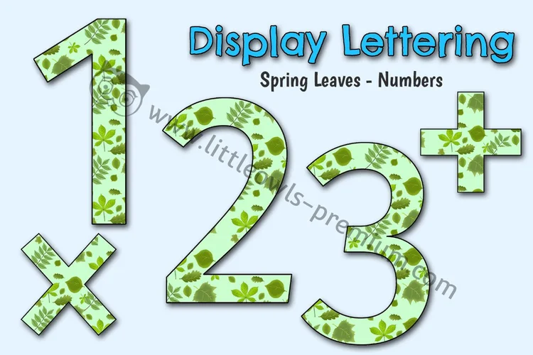 Spring Leaves Display Lettering — Numbers — resource cover