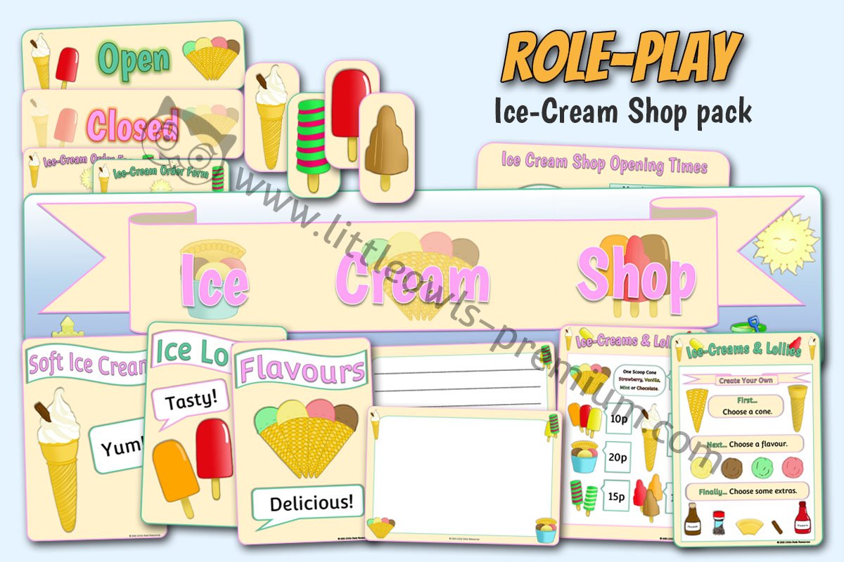 ICE CREAM SHOP DRAMATIC ROLE PLAY PACK (Updated 2021)