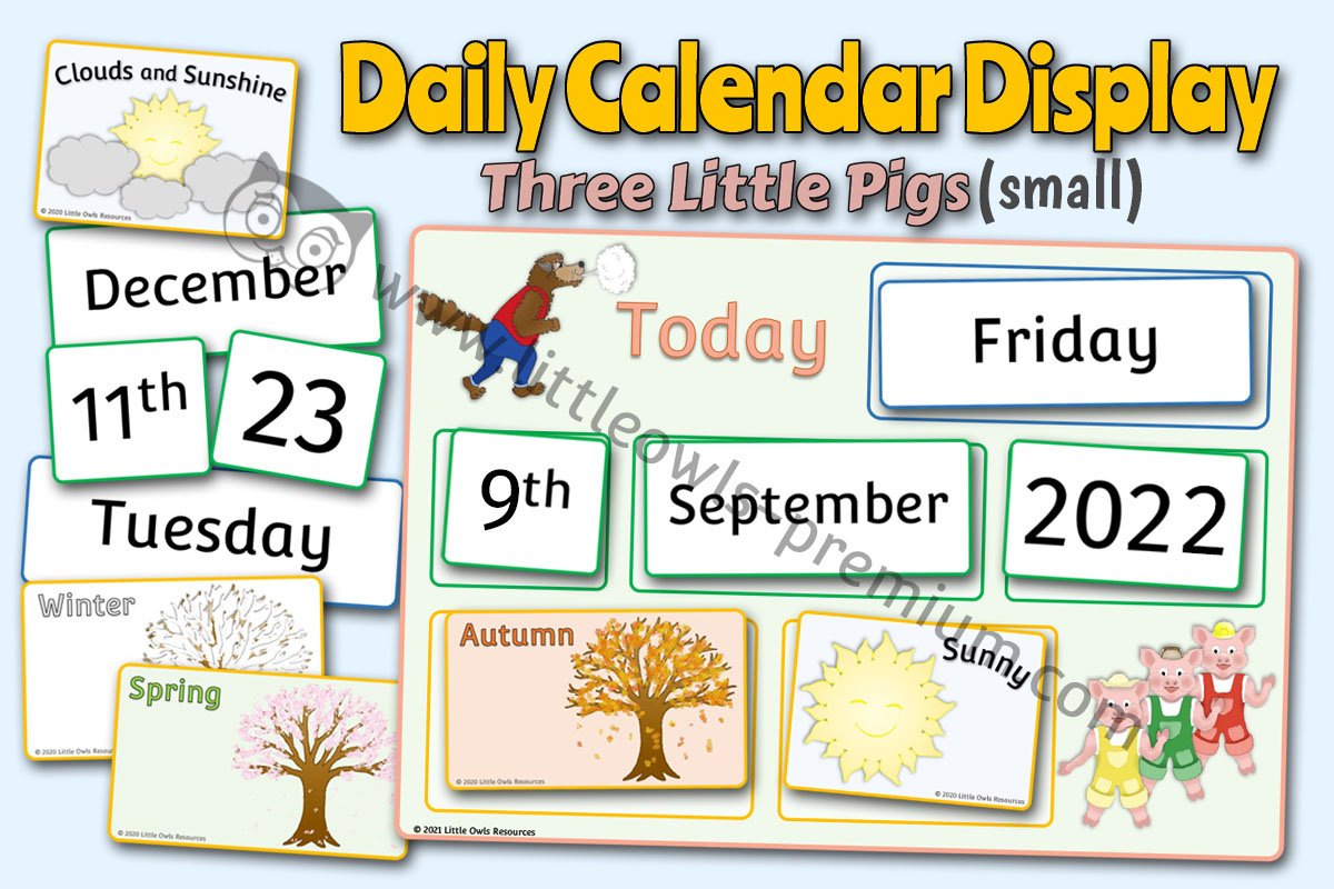 A4 'TODAY' WEATHER CALENDAR - THE THREE LITTLE PIGS