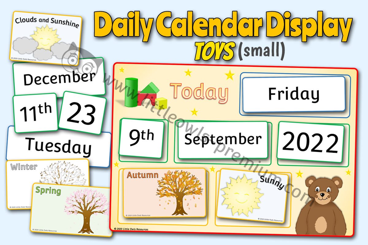 A4 'TODAY' WEATHER CALENDAR - TOYS THEME