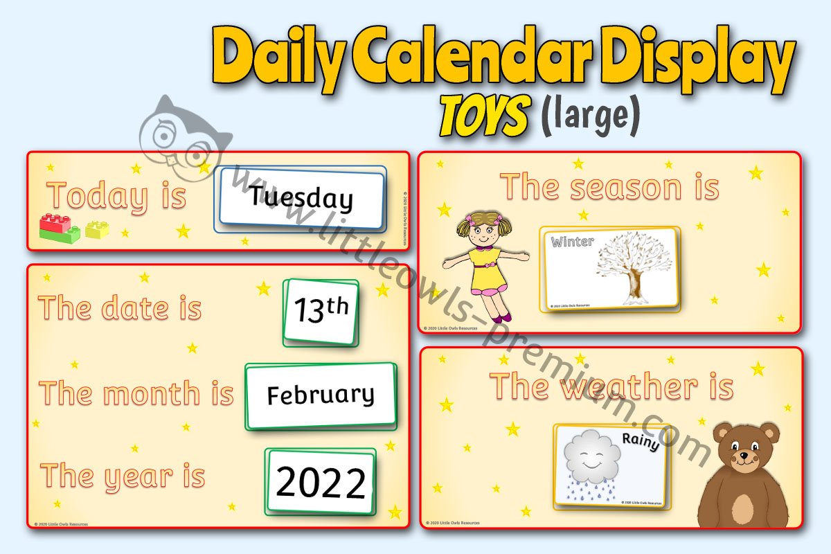 LARGE 'TODAY' WEATHER CALENDAR - TOYS THEME