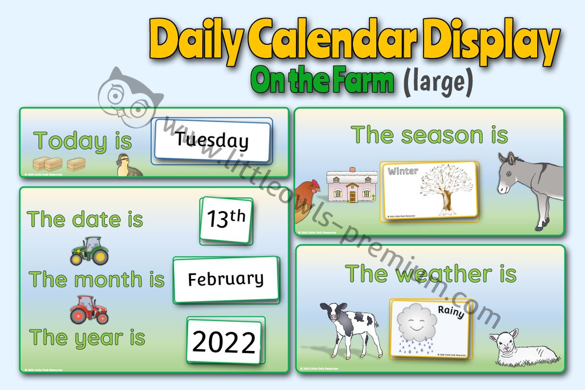 LARGE 'TODAY' WEATHER CALENDAR - FARM THEME