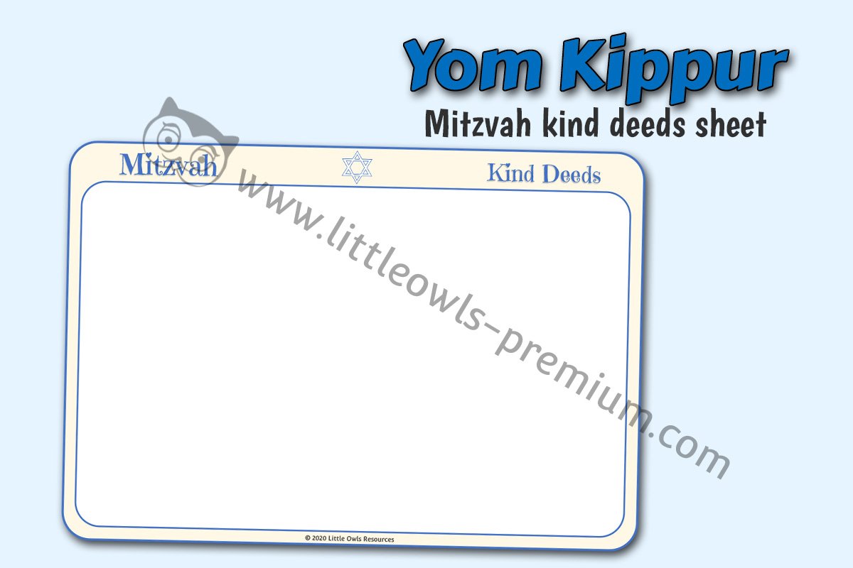 'MITZVAH KIND DEEDS' MARK MAKING/DRAWING/WRITING SHEETS