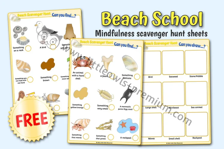 Beach Mindfulness Scavenger Hunt — Free Sample — Free Access resource cover