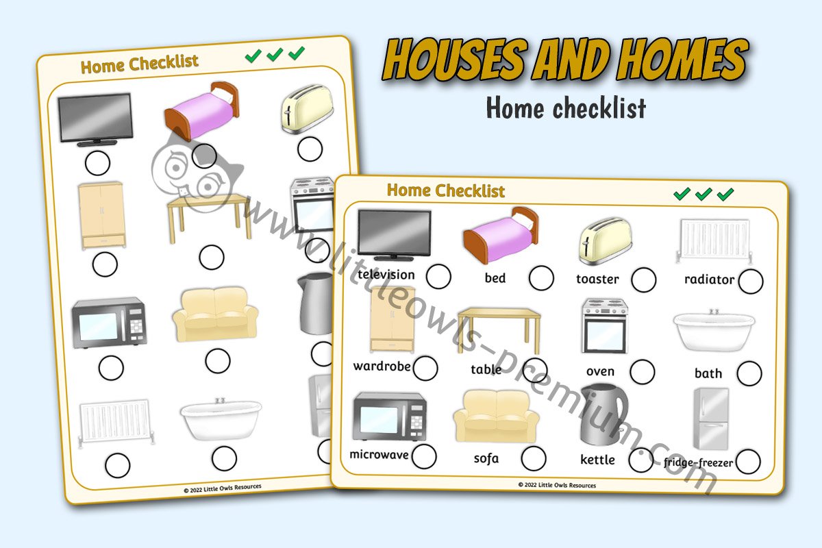 HOUSES AND HOMES - Home checklist (household objects)