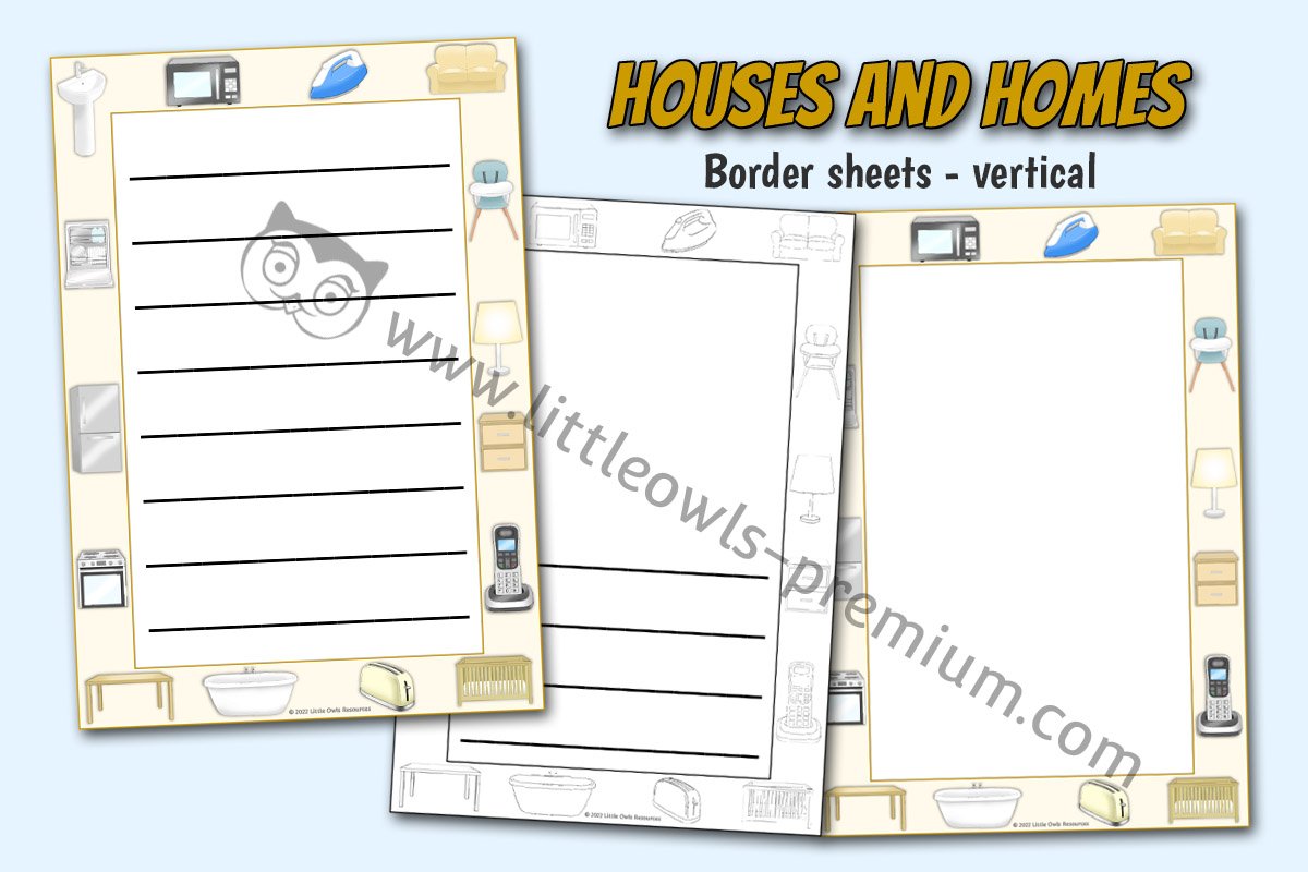 HOUSES AND HOMES - Border Sheets (household objects) - Vertical