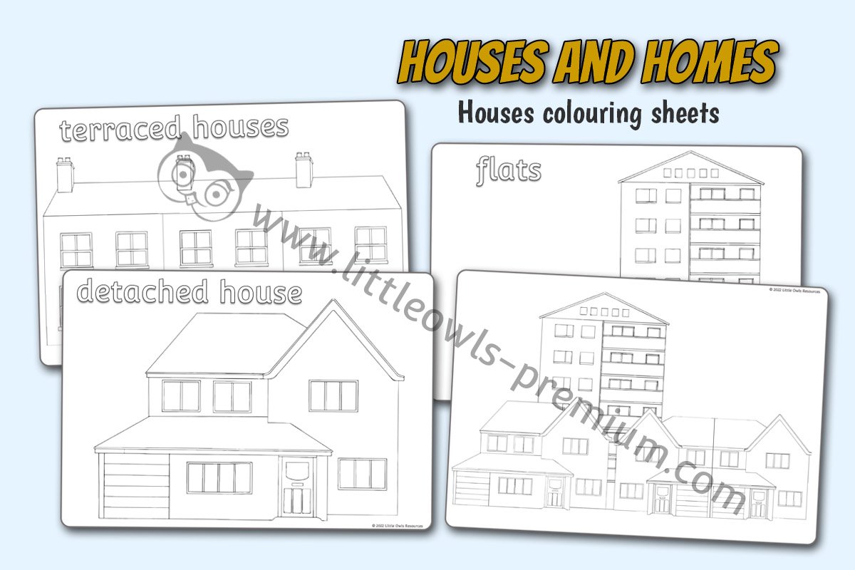 HOUSES AND HOMES - Colouring Sheets (Home Types)