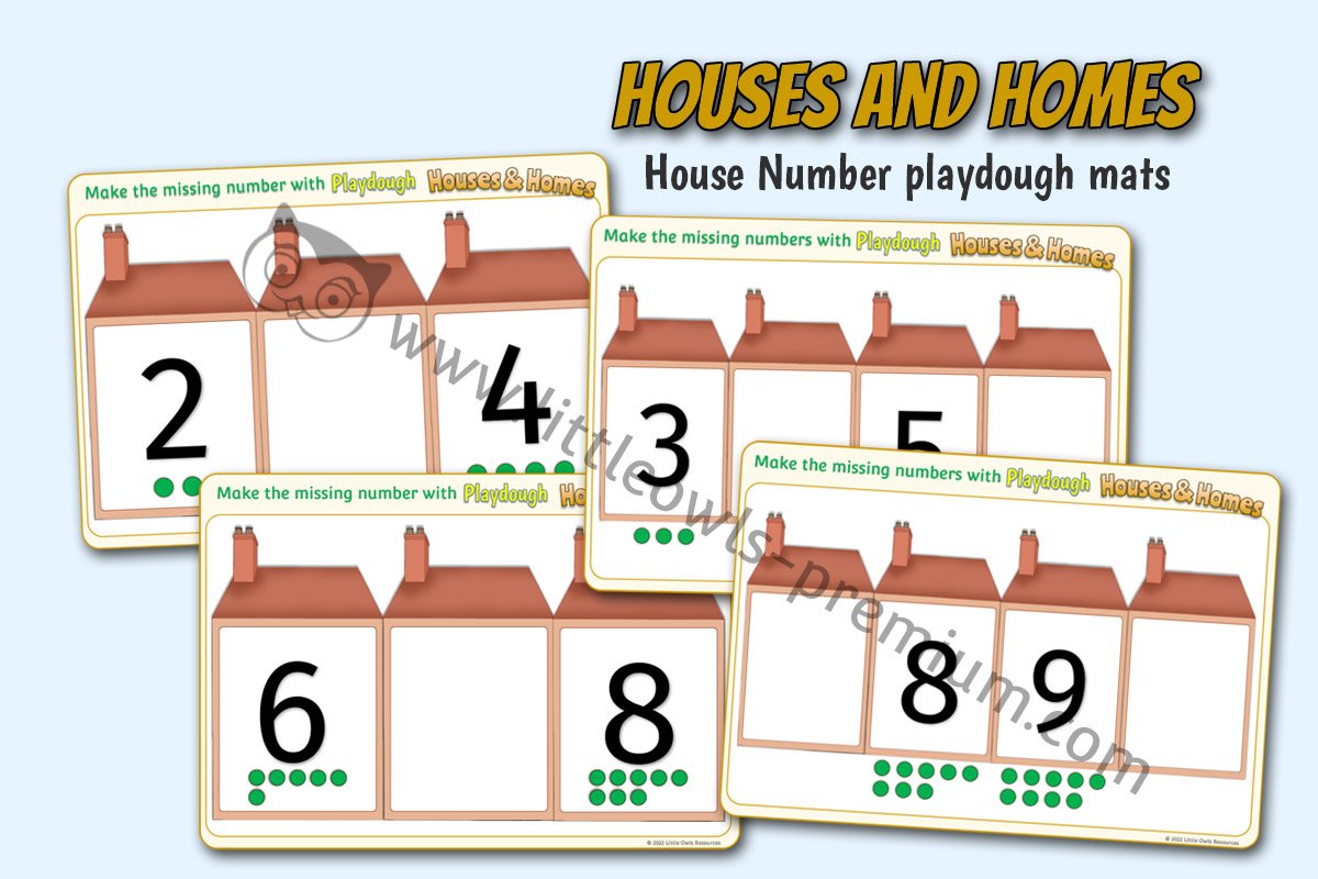 HOUSES AND HOMES - House Number Playdough Mats