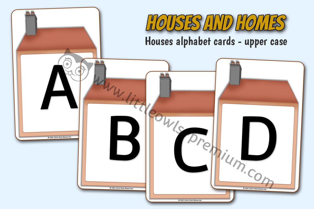 HOUSES AND HOMES - Alphabet Cards - upper case (A5)