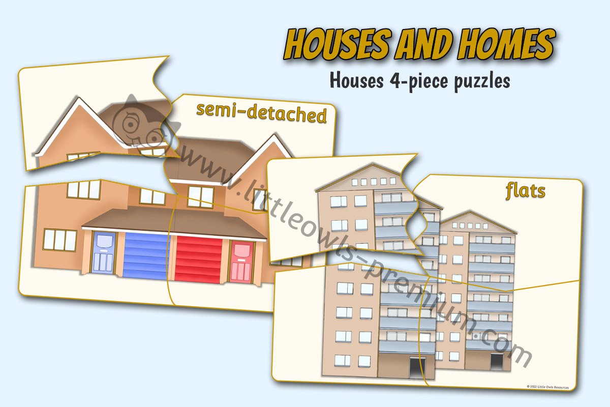 HOUSES AND HOMES - 4-Piece Puzzles (Houses)