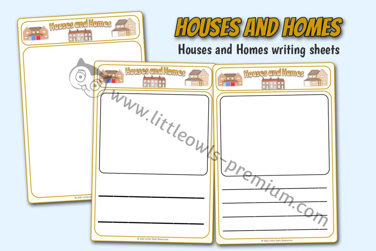 HOUSES AND HOMES - 'Houses and Homes' Mark Making/Writing/Drawing Sheets