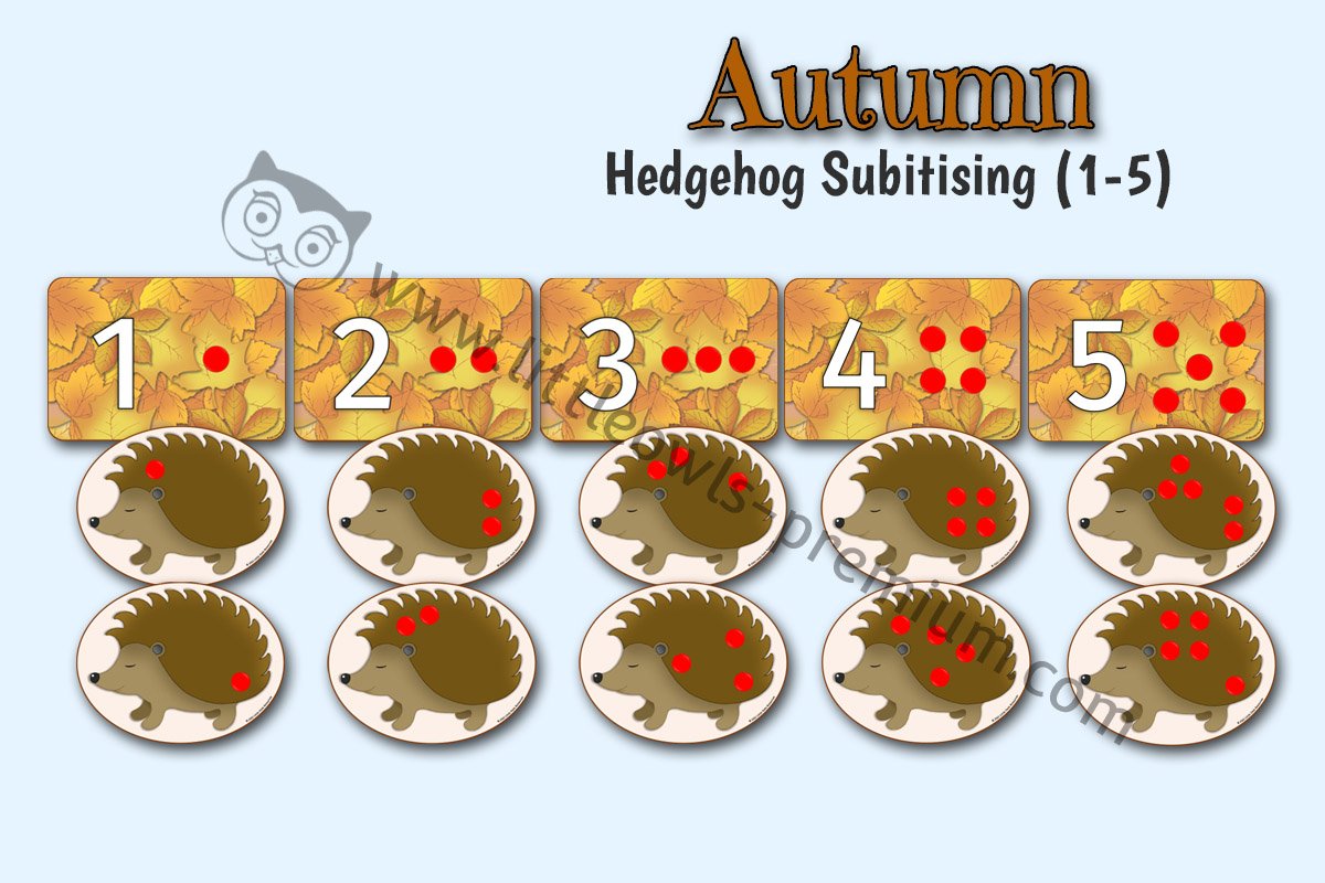 AUTUMN - Hedgehog Subitising (1-5)