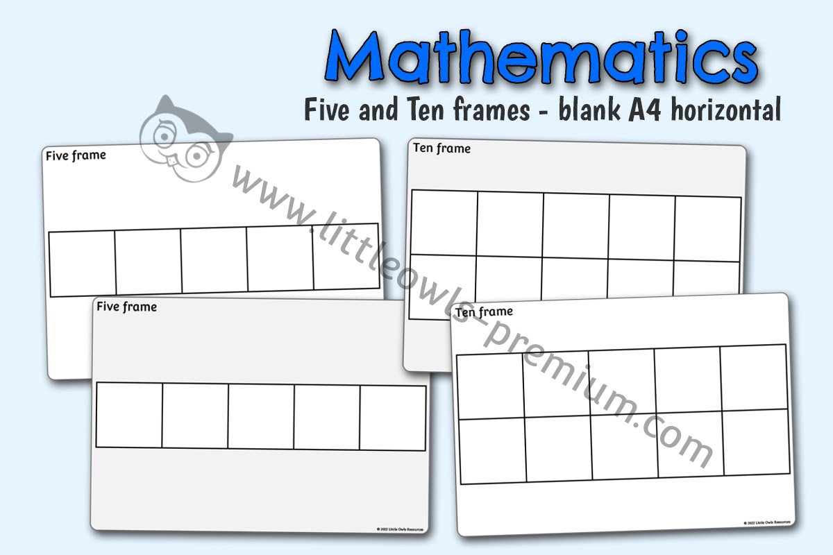 Five and Ten Frames - Blank A4 Horizontal