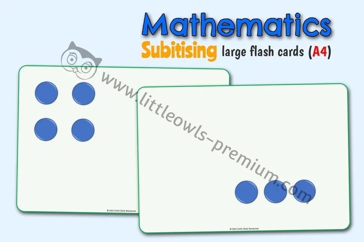 Subitising Large Flash Cards — A4 cover