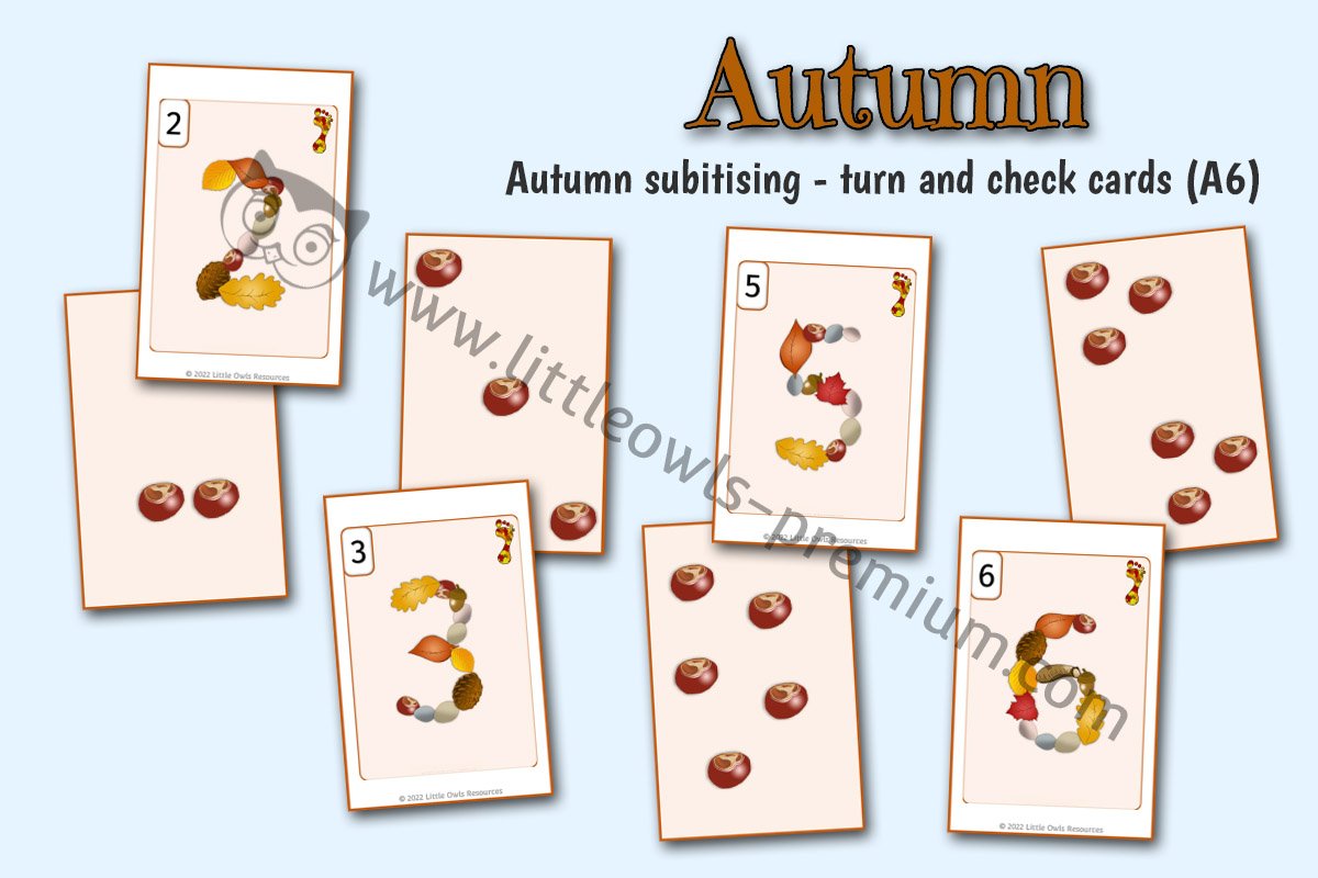 AUTUMN - Subitising - Turn and Check Cards (A6)