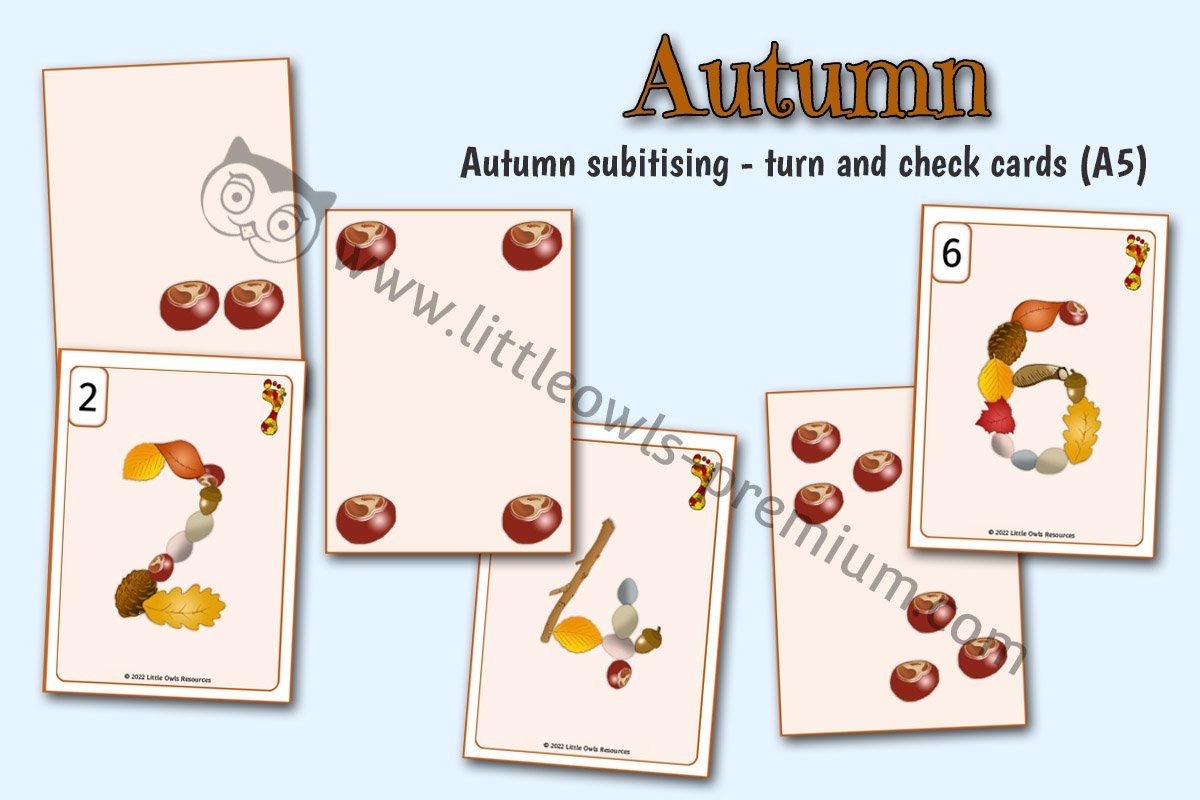 AUTUMN - Subitising - Turn and Check Cards (A5)