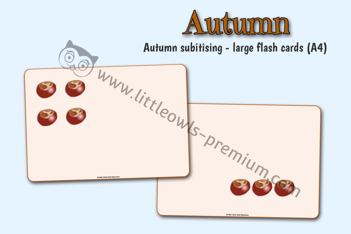 AUTUMN - Subitising - Large Flash Cards (A4) 