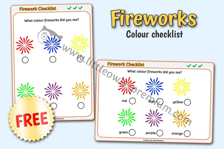 Firework Colour Checklists — Free Sample - cover preview