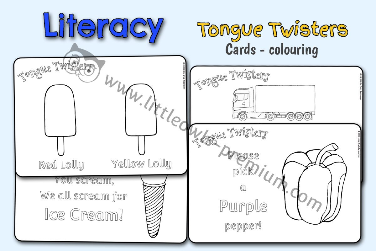 TONGUE TWISTER CARDS/POSTERS - COLOURING