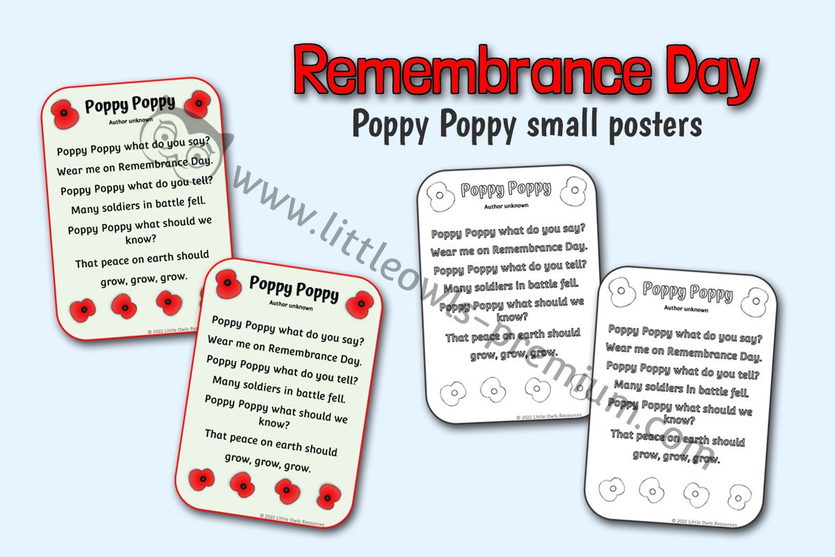 'POPPY POPPY' POEM SMALL HANDOUTS