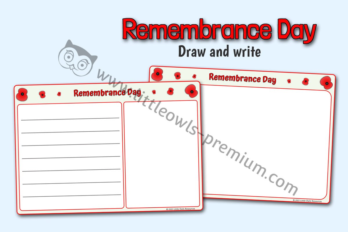 REMEMBRANCE DAY - DRAW AND WRITE SHEETS