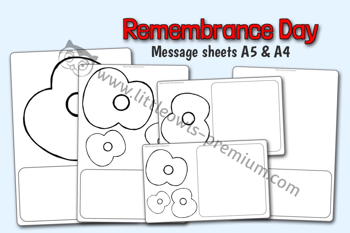 REMEMBRANCE DAY - MESSAGE SHEETS/CARDS