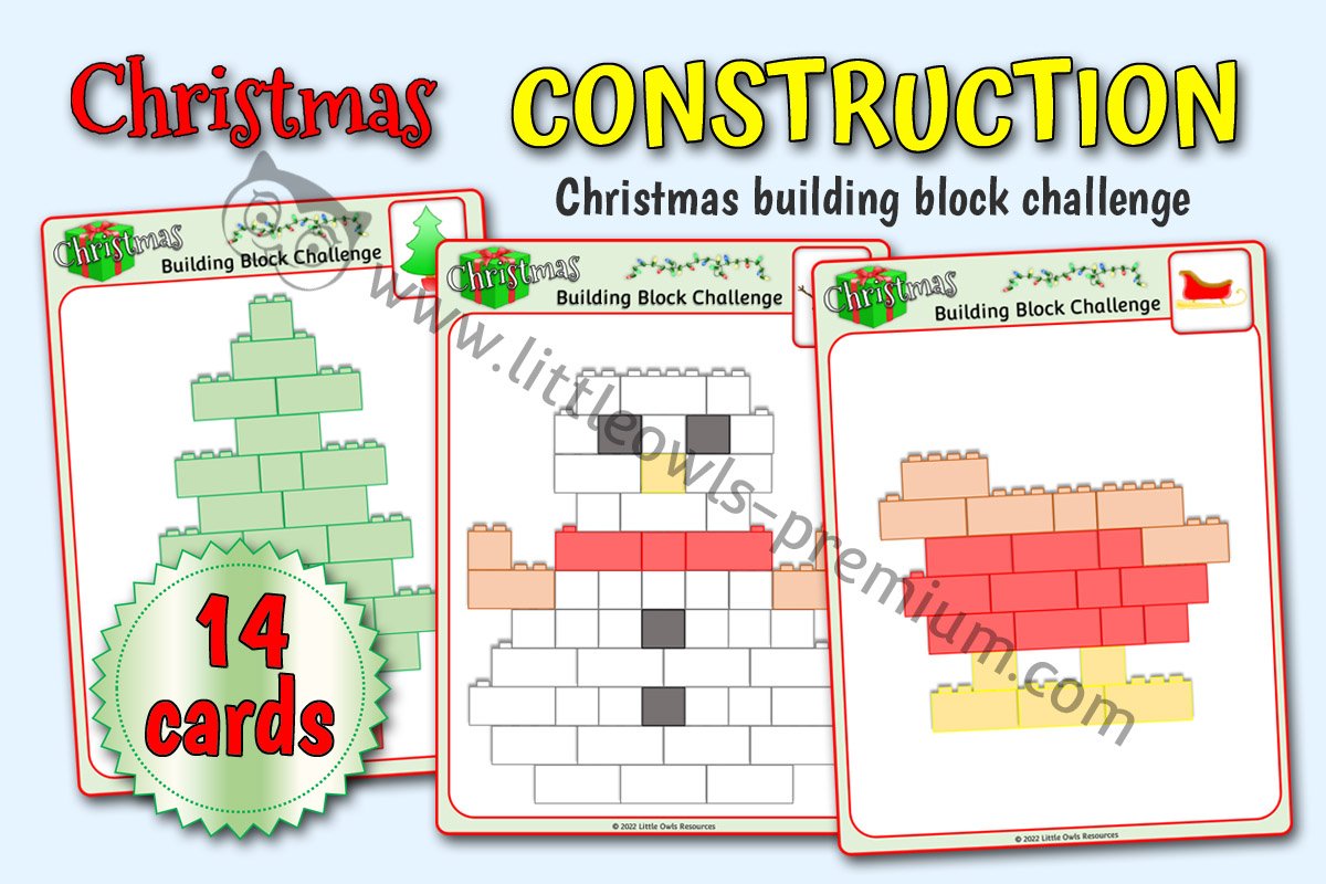 CHRISTMAS CONSTRUCTION Building Block Challenge Cards