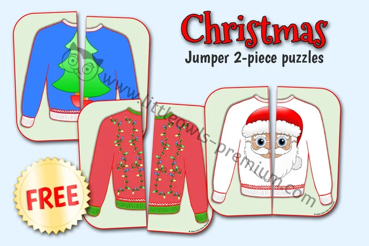 Christmas Jumper Two-Piece Puzzles - resource cover