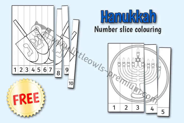 Hanukkah Number Slice Puzzles — Colouring - resource cover