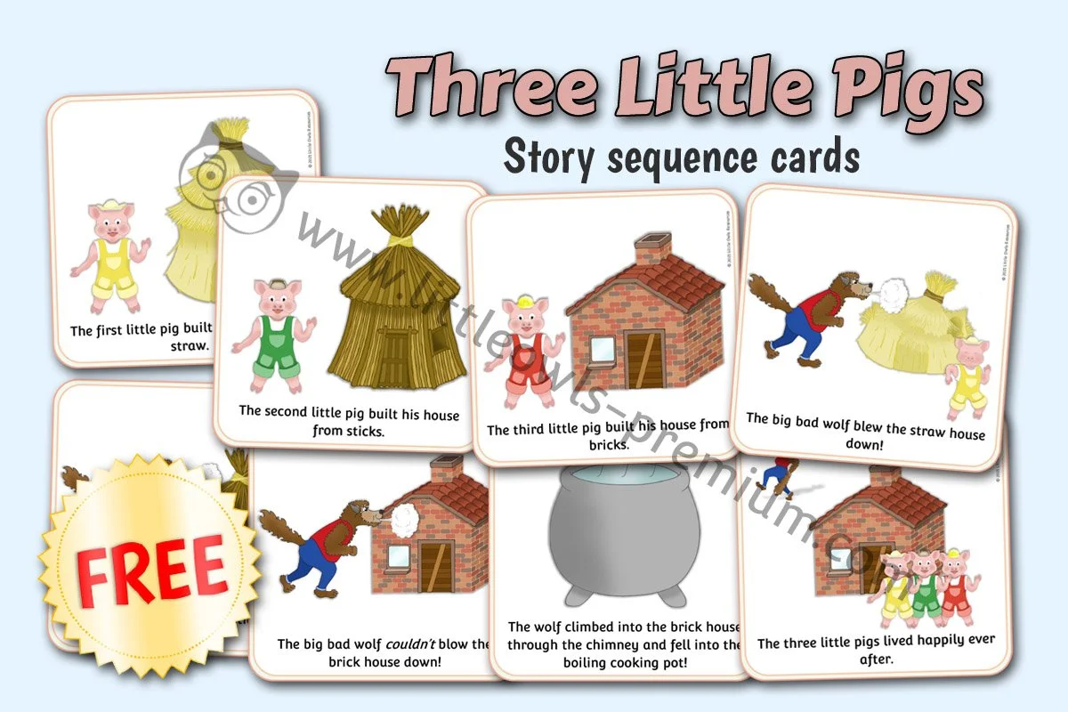 THREE LITTLE PIGS - STORY SEQUENCE CARDS - LARGE (Free Sample)