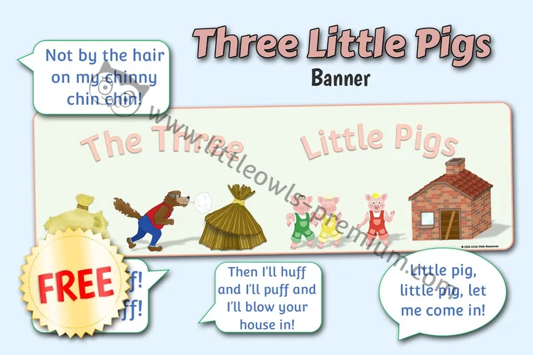 The Three Little Pigs Banner & Key Phrases — Free Sample cover