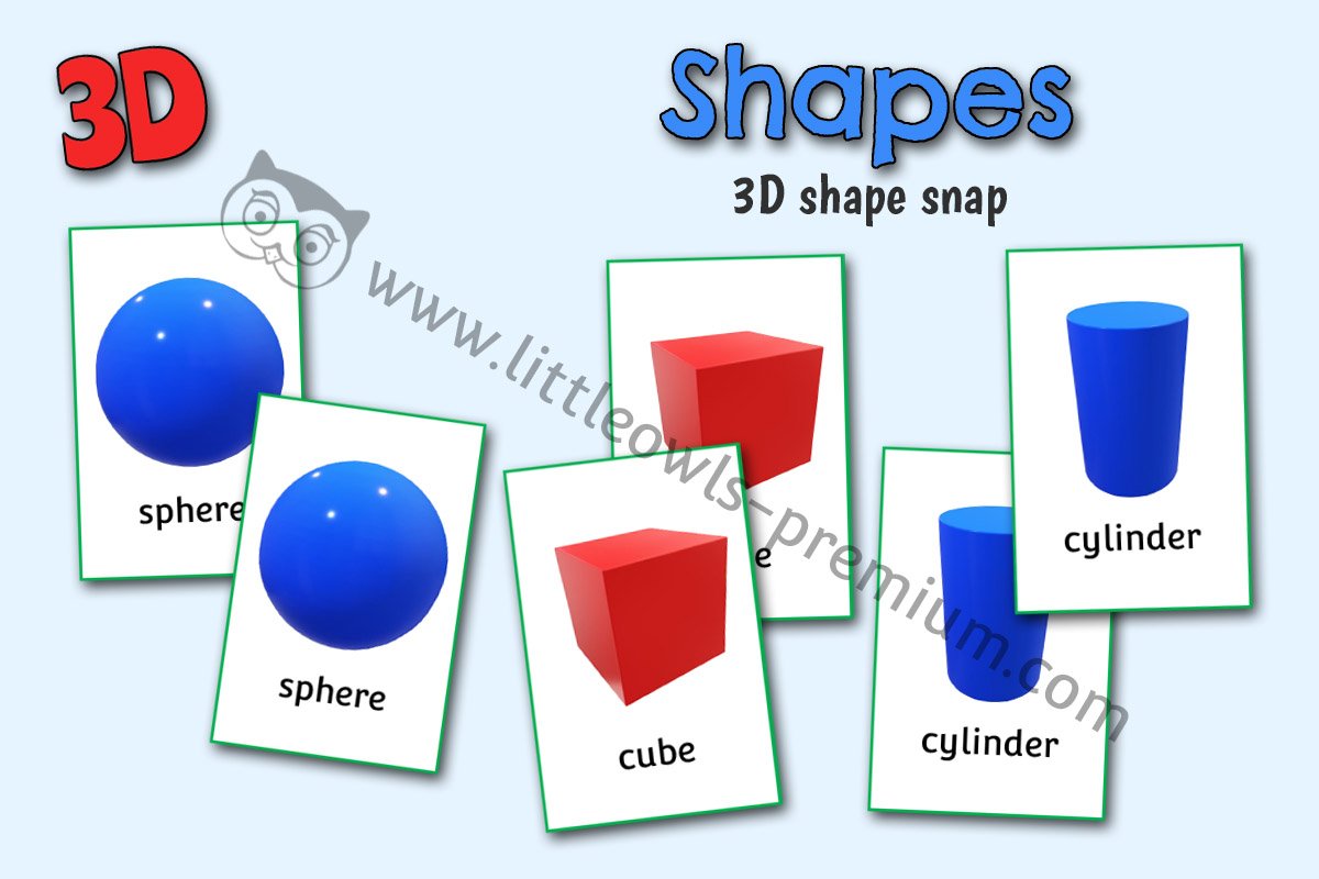 3D SHAPE SNAP GAME CARDS/FLASHCARDS