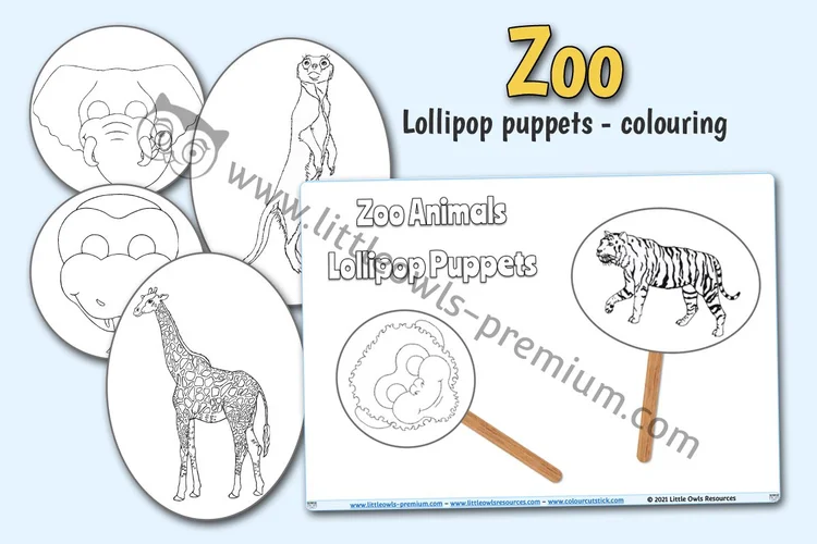 Zoo Animal Lollipop Puppets — Colouring cover