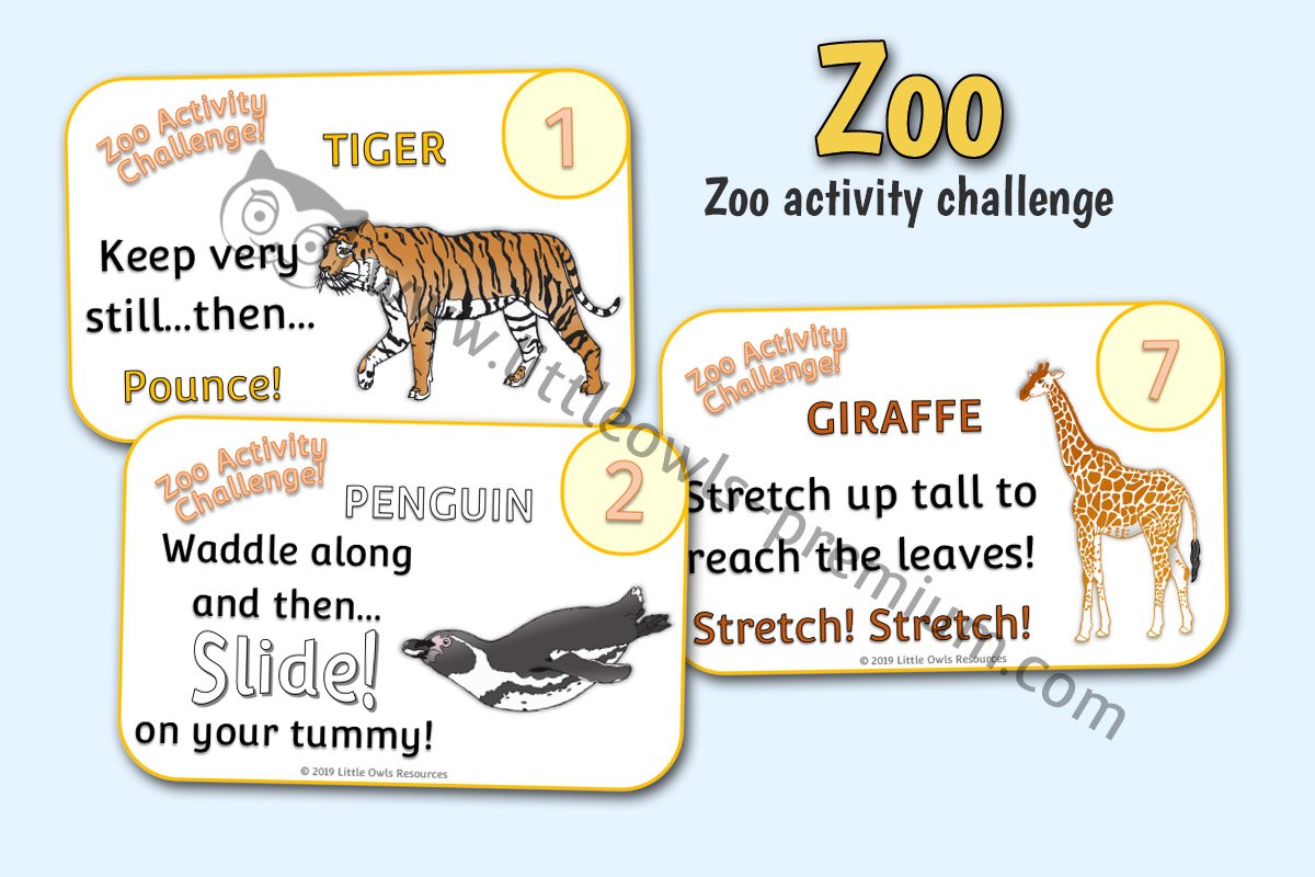 ZOO ANIMAL ACTIVITY CHALLENGE CARDS
