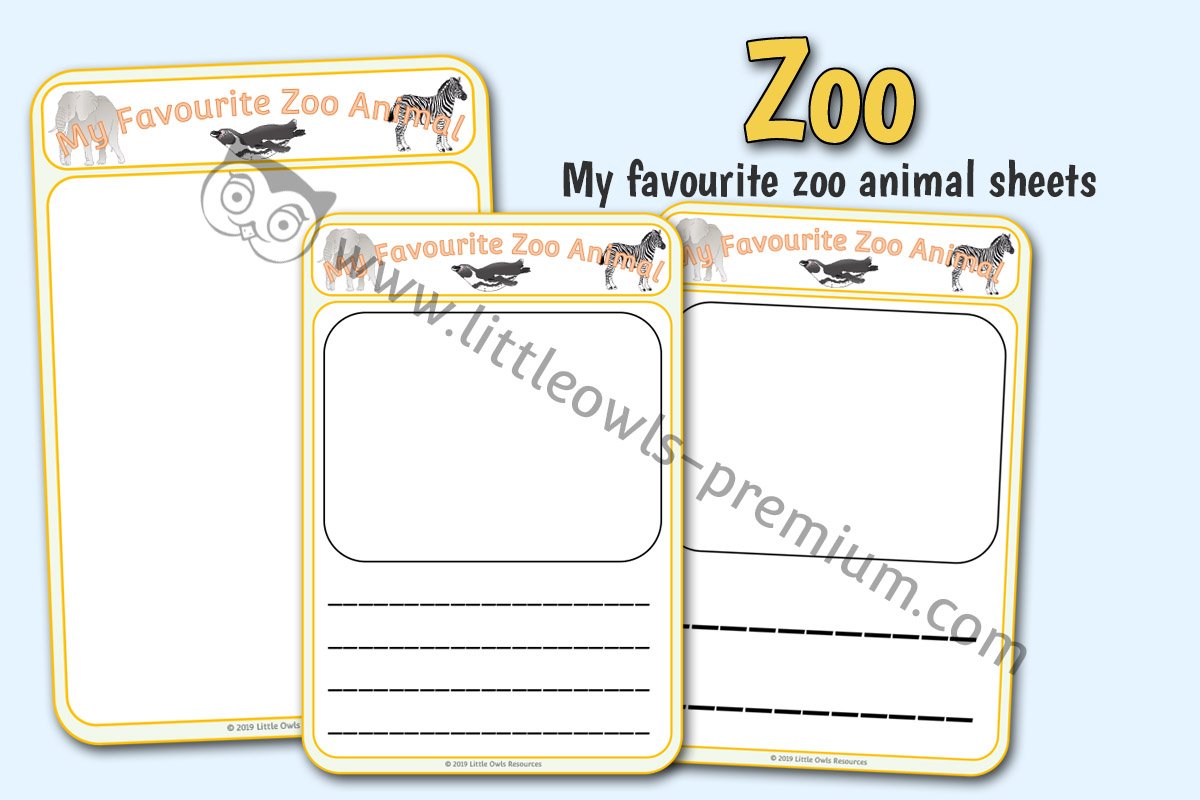 MY FAVOURITE/FAVORITE ZOO ANIMAL SHEETS