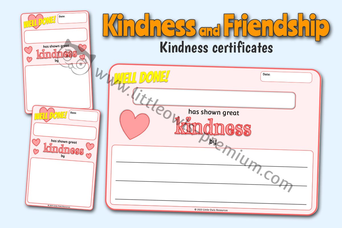 KINDNESS and FRIENDSHIP - Display Certificates/Notes