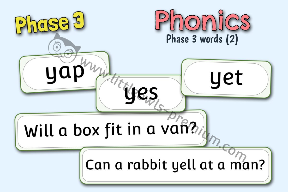 PHASE 3 WORD CARDS/QUESTIONS PACK 2 - Y, Z, ZZ AND QU SOUNDS
