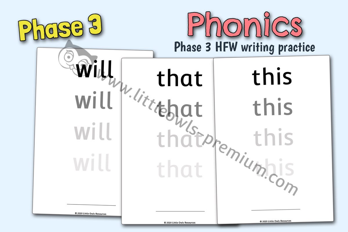 PHASE 3 SIGHT WORDS WRITING PRACTICE