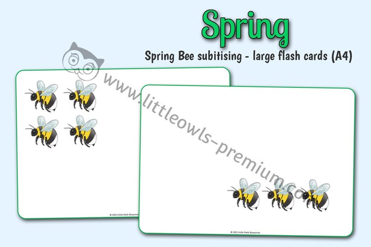 Spring Bumblebee Subitising Flash Cards — A4 cover