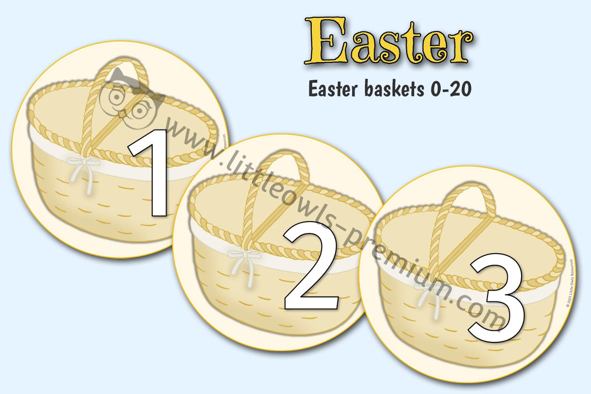 EASTER BASKET NUMBER CARDS (1-20)