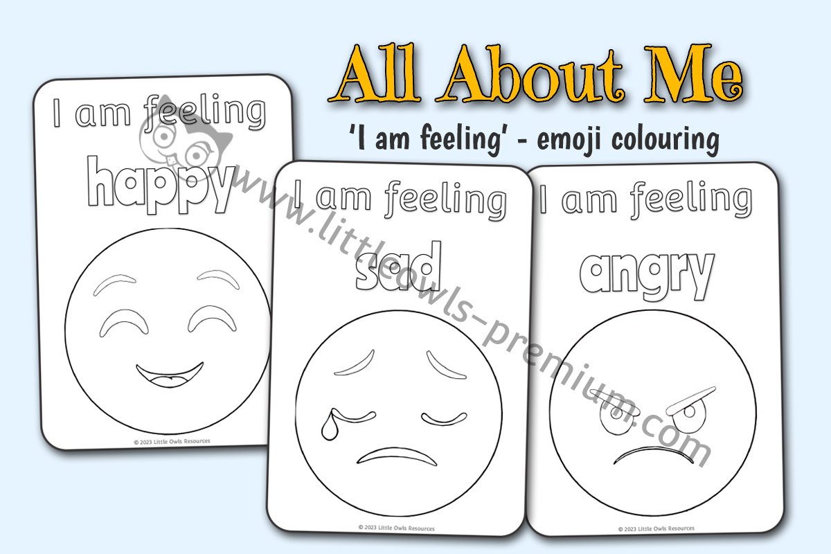 EMOTIONS - 'I am feeling...' - Emoji Colouring