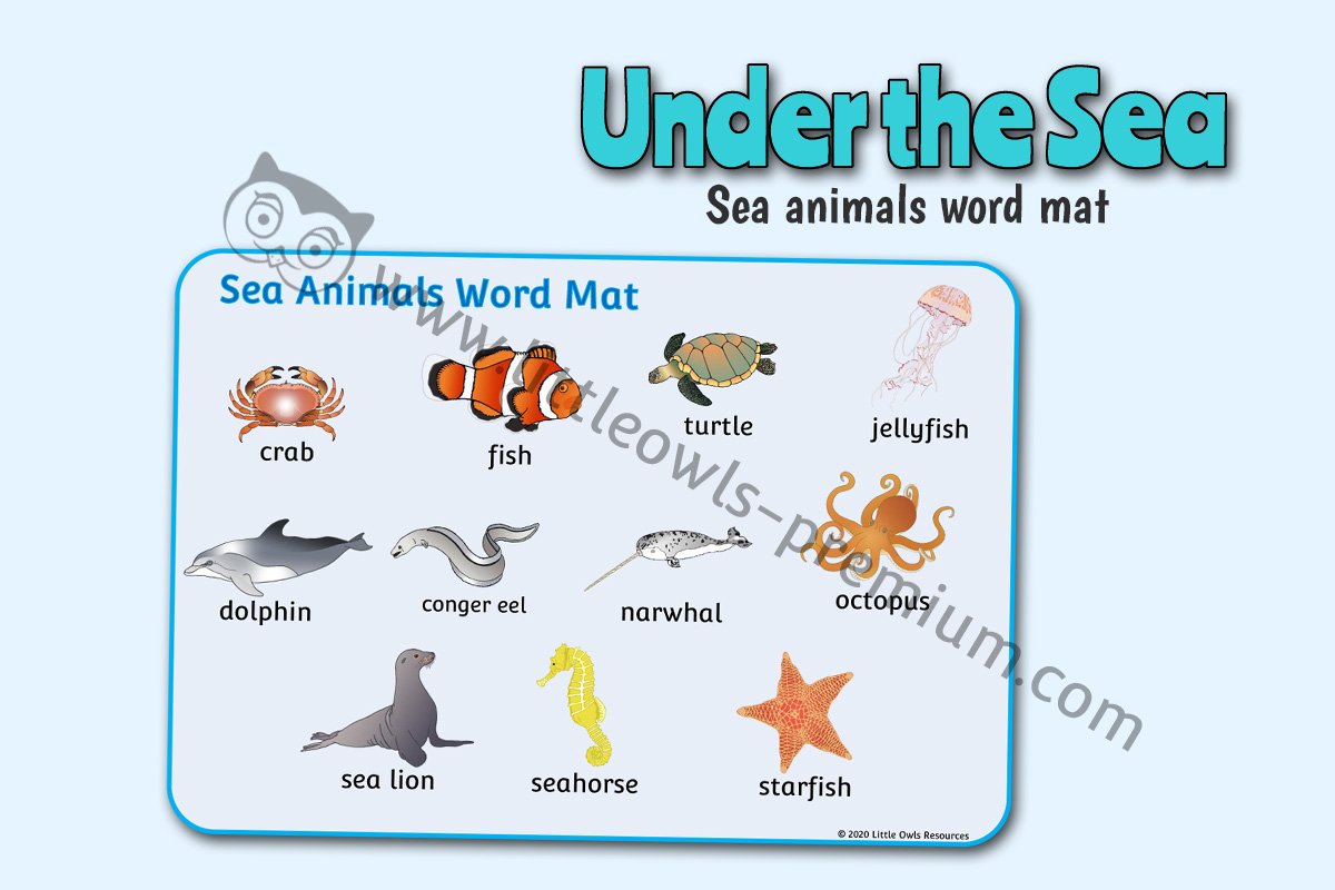 SEA ANIMALS WORD MAT (REALISTIC)