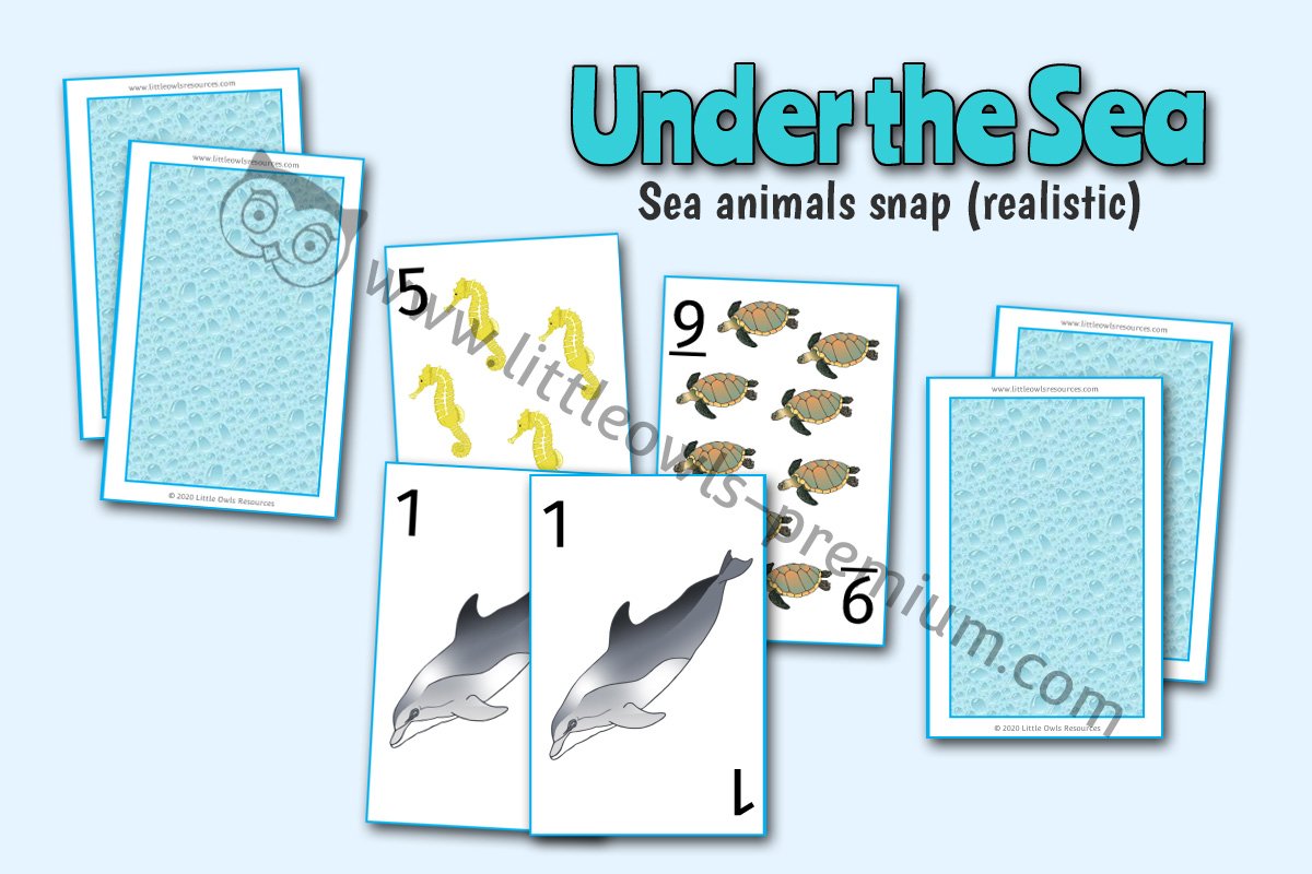 SEA ANIMAL SNAP CARDS (REALISTIC STYLE)