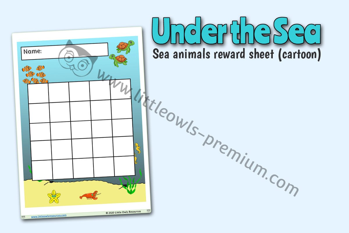 SEA ANIMALS REWARD CHART (CARTOON STYLE)