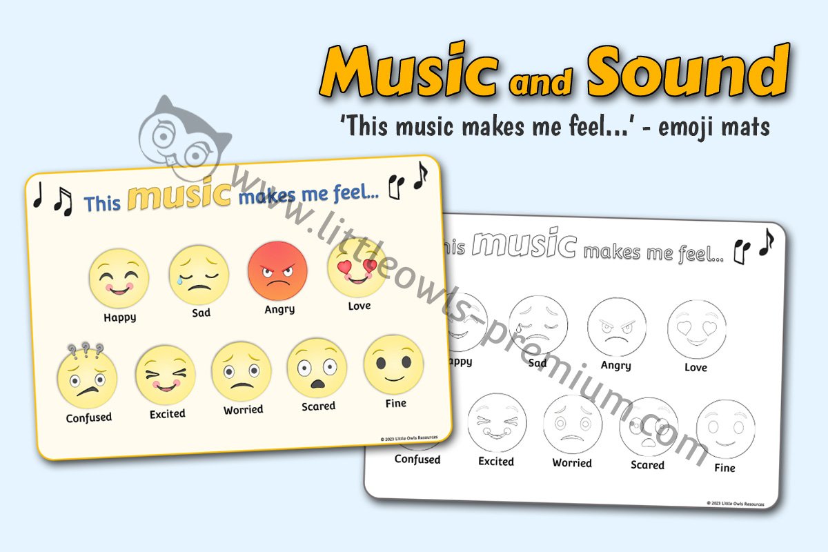 'This music makes me feel...' Emoji Mat/Colouring Activity