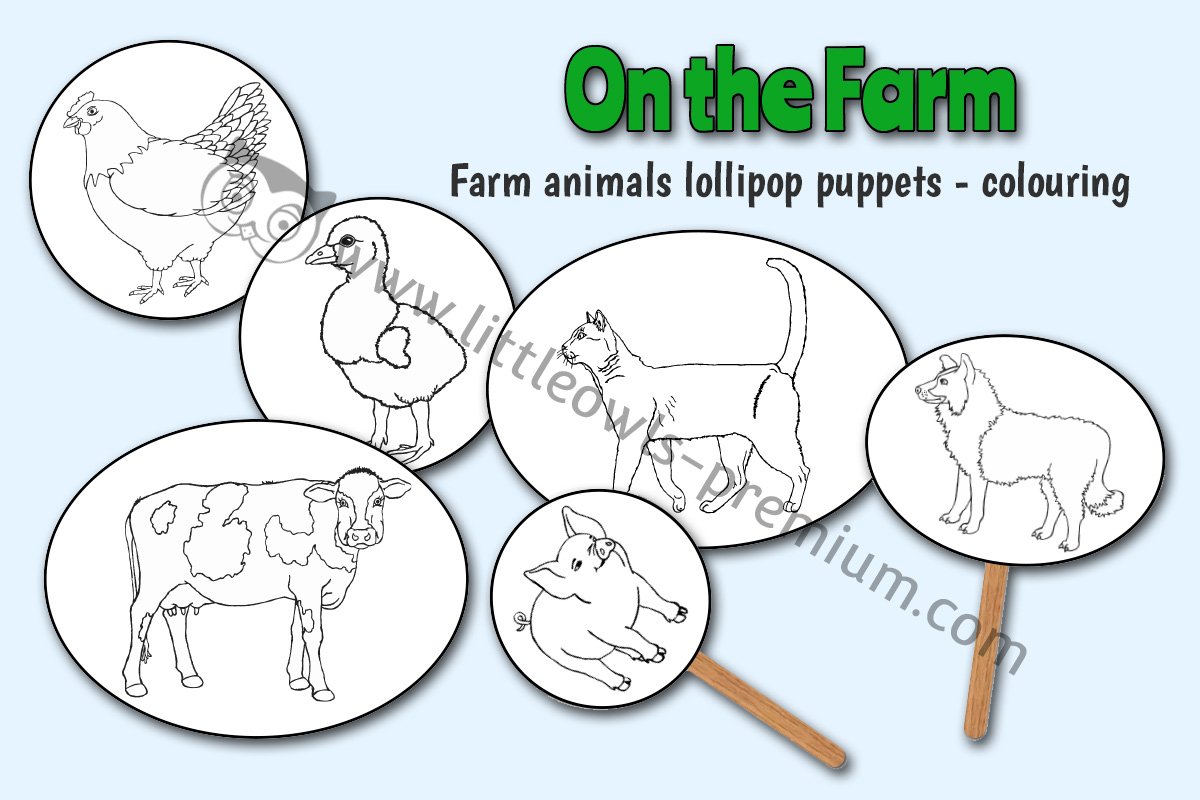 FARM ANIMAL - Lollipop Puppets (Colouring)