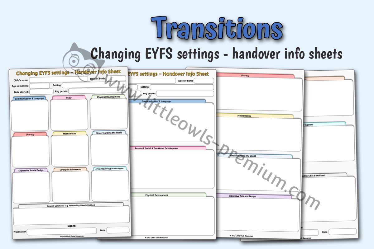 TRANSITIONS - Changing/Moving Settings - EYFS Handover Sheets